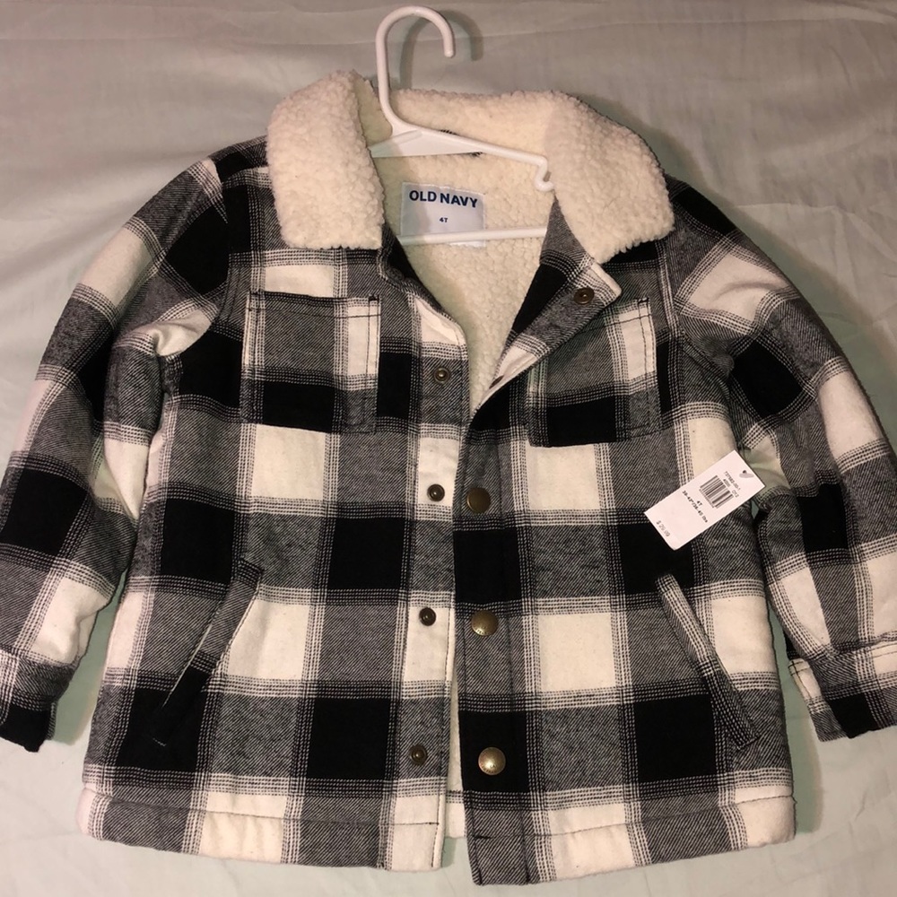 NWT 4T button up plaid coat.